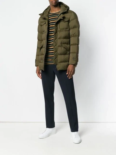 Shop Herno Short Padded Coat In Green