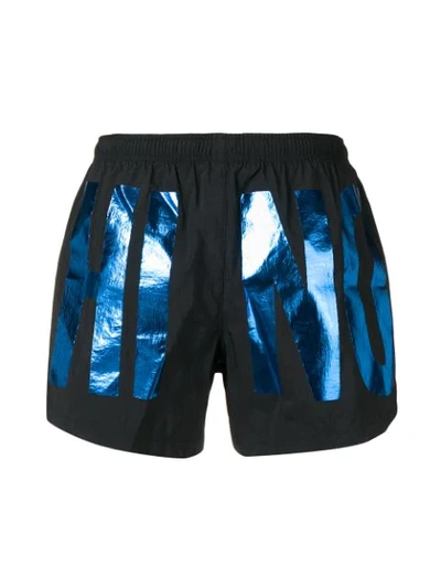 MOSCHINO LOGO PRINT SWIM SHORTS - 黑色