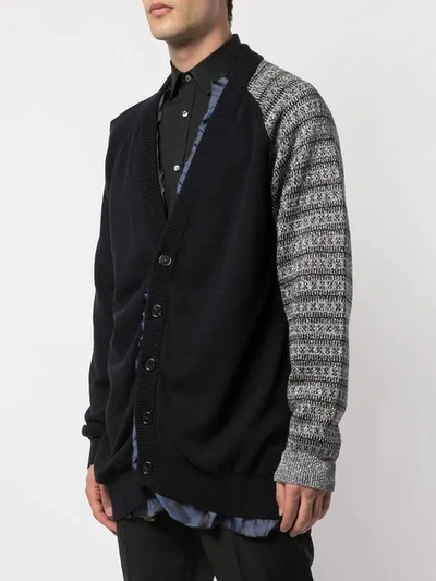 Shop Raf Simons Layered Knitted Cardigan In Blue