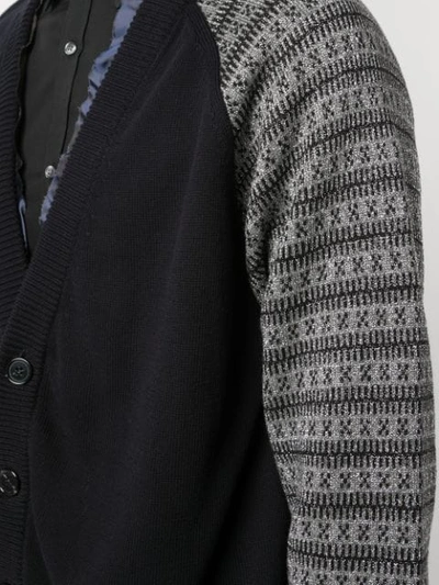 Shop Raf Simons Layered Knitted Cardigan In Blue