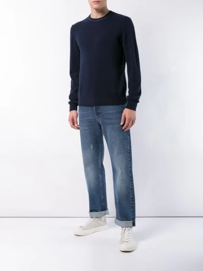 Shop Alex Mill Cashmere Reverse Sweater In Navy