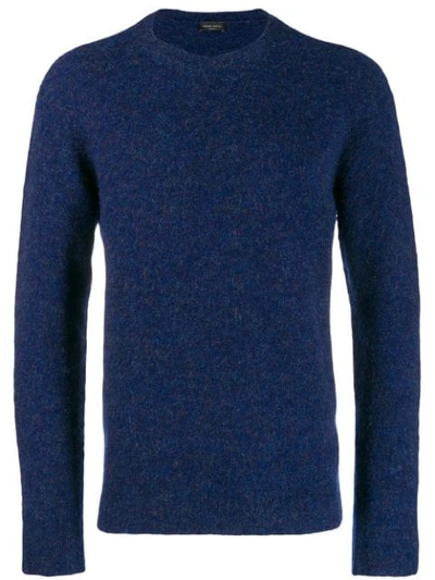 Shop Roberto Collina Knitted Crew Neck Jumper In Blue