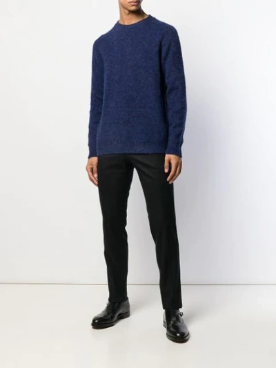 Shop Roberto Collina Knitted Crew Neck Jumper In Blue