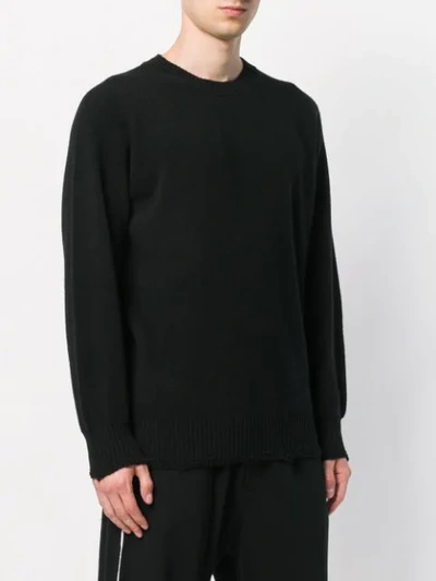 Shop Maison Flaneur Ripped Crew Neck Sweater - Black