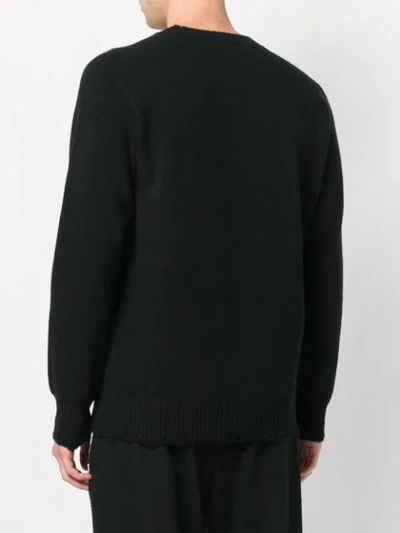 Shop Maison Flaneur Ripped Crew Neck Sweater - Black