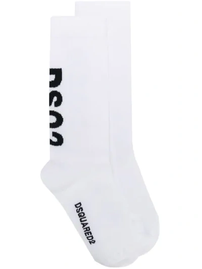 Shop Dsquared2 Knitted Socks In 102 White/black
