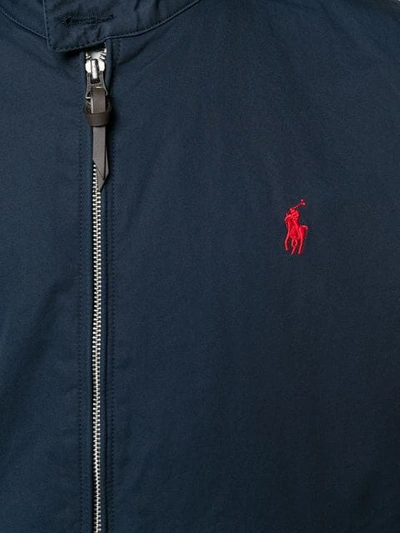 Shop Polo Ralph Lauren Logo Embroidered Bomber Jacket In Blue