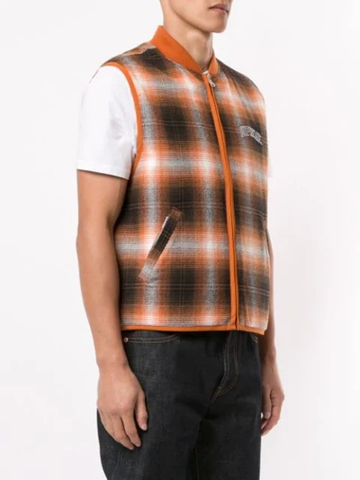 Shop Supreme Reversible Plaid Vest In Orange