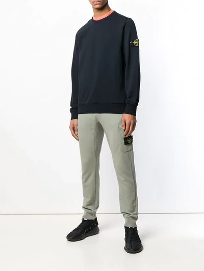 Shop Stone Island Drawstring Track Trousers In Green