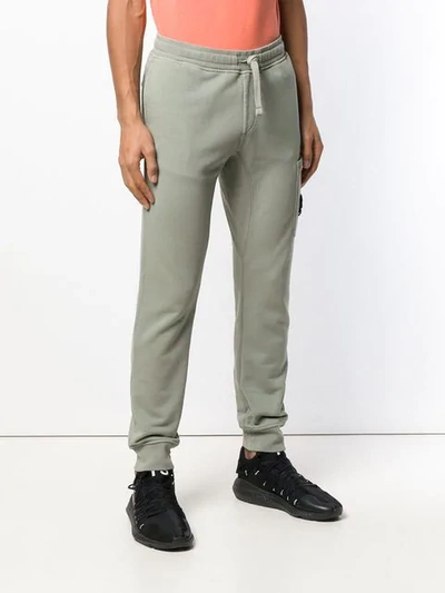 Shop Stone Island Drawstring Track Trousers In Green