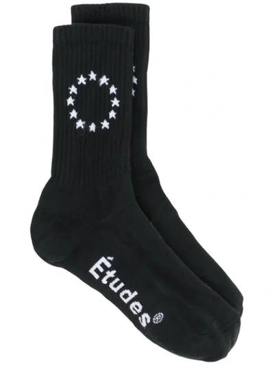 Shop Etudes Studio Europa Embroidered Socks In Black