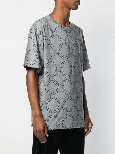 Shop Valentino Vltn Grid Print T-shirt In Grey