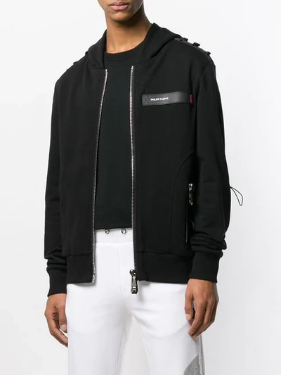 Shop Philipp Plein Logo Panelled Hoodie In Black