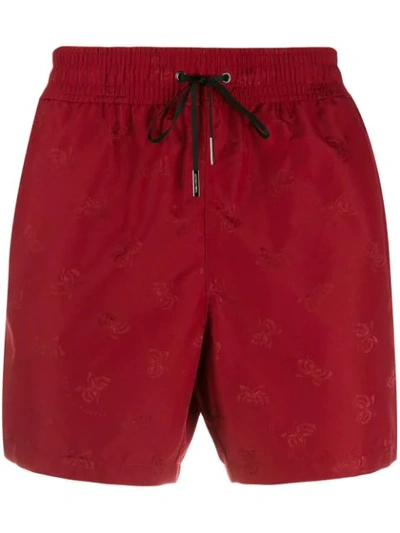 Shop Bottega Veneta Jacquard Butterfly Swim Shorts - Red