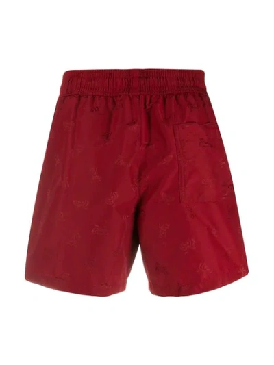Shop Bottega Veneta Jacquard Butterfly Swim Shorts - Red