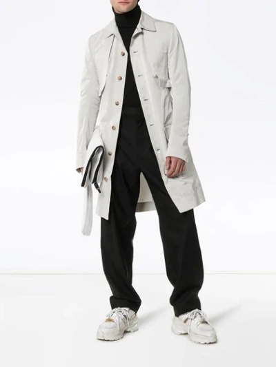 RICK OWENS SINGLE-BREASTED TRENCH COAT - 灰色