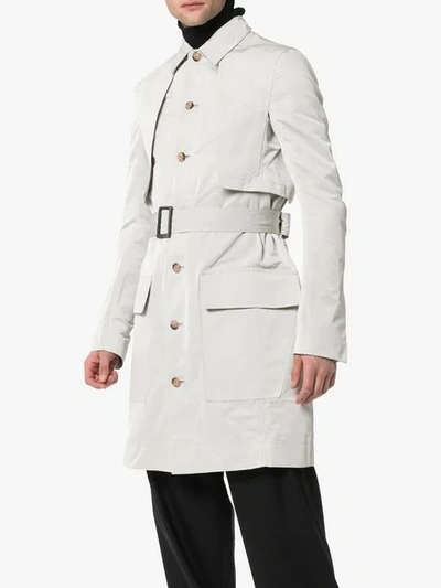 RICK OWENS SINGLE-BREASTED TRENCH COAT - 灰色