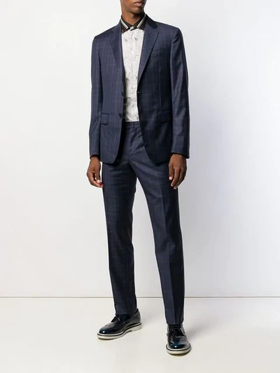 Shop Etro Chequered Two-piece Suit - Blue