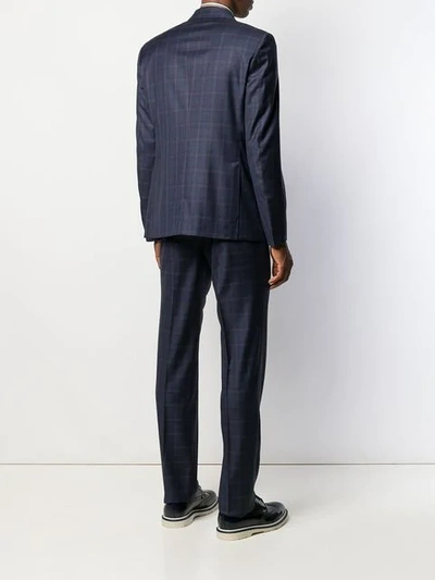 Shop Etro Chequered Two-piece Suit - Blue