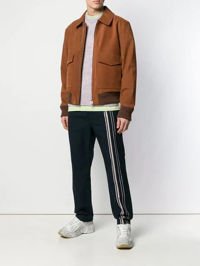 Shop Acne Studios Short Leather Jacket In Brown