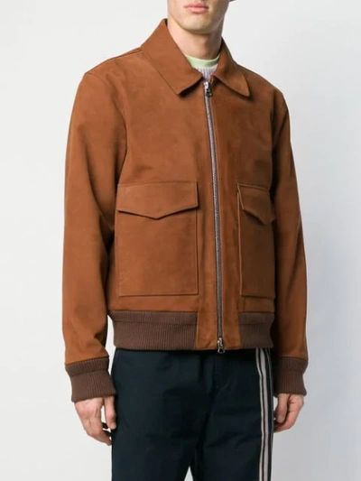 Shop Acne Studios Short Leather Jacket In Brown