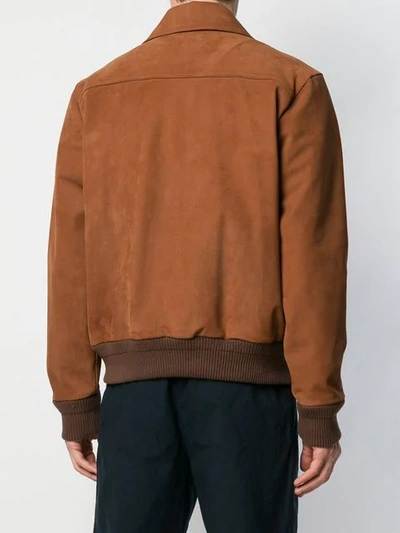 Shop Acne Studios Short Leather Jacket In Brown