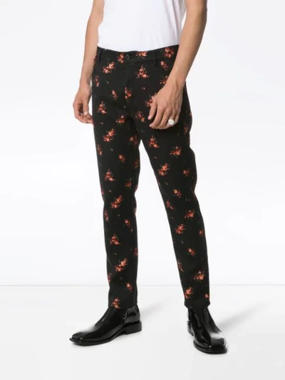 Shop Ann Demeulemeester Floral-embroidered Velvet Trousers In Black