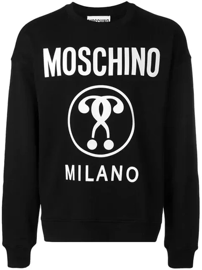 Shop Moschino Question Mark Logo Sweatshirt In Black