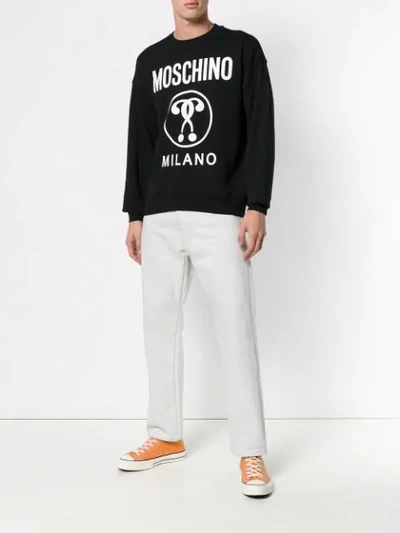 Shop Moschino Question Mark Logo Sweatshirt In Black