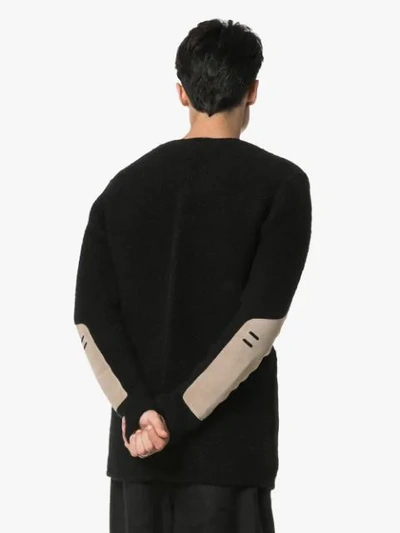 Shop Rick Owens Leather Panel Jumper In Black