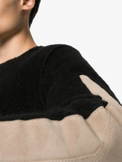 Shop Rick Owens Leather Panel Jumper In Black