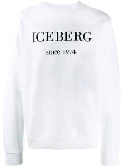 Shop Iceberg Logo Print Sweatshirt In White