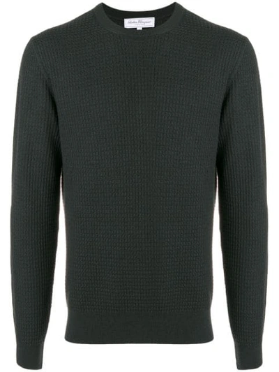 Shop Ferragamo Salvatore  Textured Knit Jumper - Green