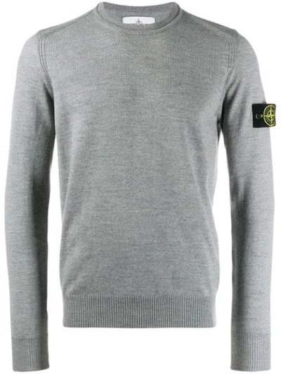 Shop Stone Island Logo Knitted Sweatshirt In Grey