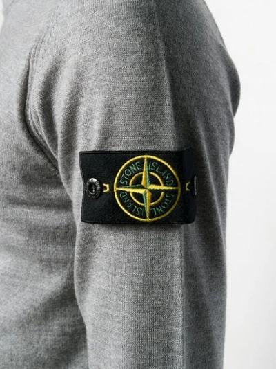 Shop Stone Island Logo Knitted Sweatshirt In Grey