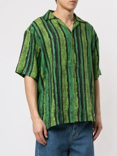 Shop Martine Rose Printed Button Shirt In Green