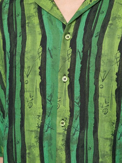 Shop Martine Rose Printed Button Shirt In Green