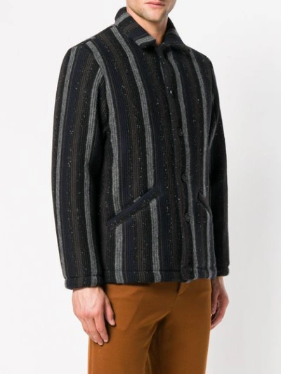 Shop Maison Flaneur Striped Knitted Jacket In Blue