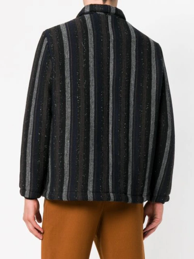 Shop Maison Flaneur Striped Knitted Jacket In Blue