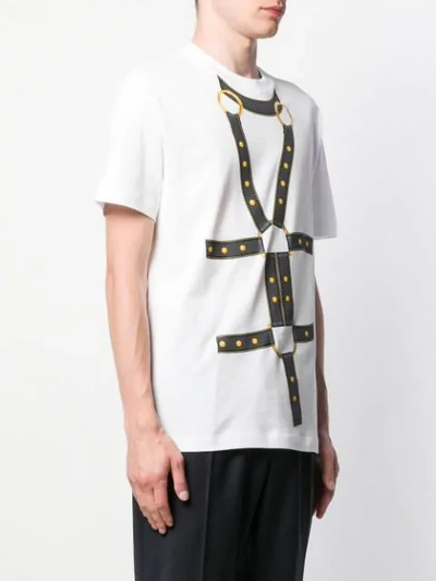 Shop Versace Harness Print T-shirt In White