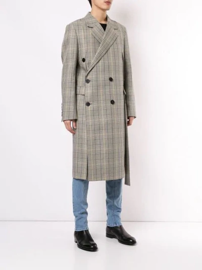 Shop Wooyoungmi Check Coat In Brown