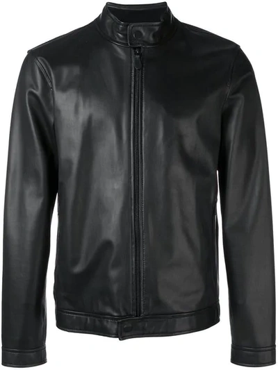 Shop Z Zegna Zipped Biker Jacket In Black