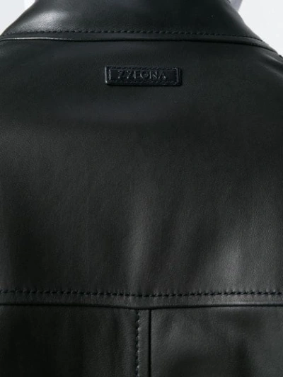 Shop Z Zegna Zipped Biker Jacket In Black