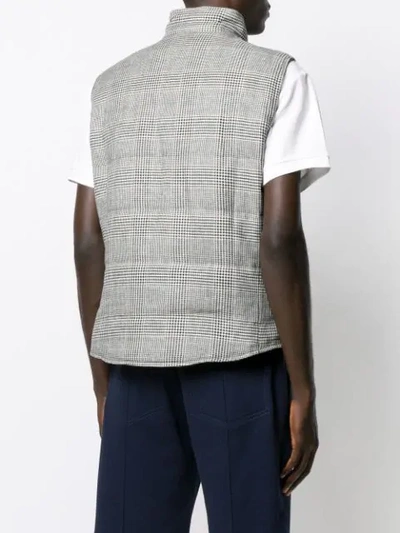 Shop Brunello Cucinelli Checked Padded Gilet In Grey