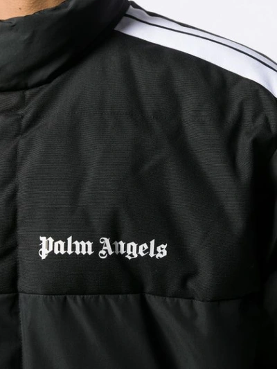 Shop Palm Angels Oversized Logo Puffer Coat In Black