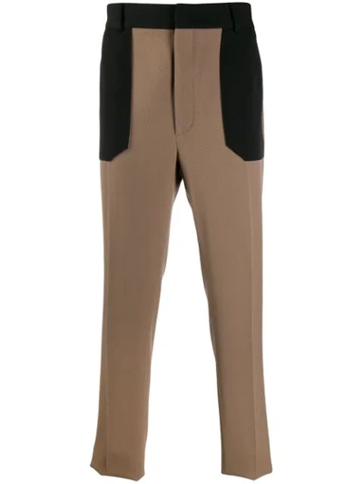 Shop Fendi Contrast Pocket Trousers In Brown
