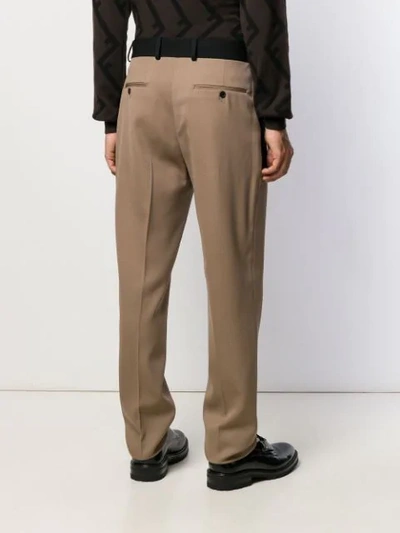 Shop Fendi Contrast Pocket Trousers In Brown
