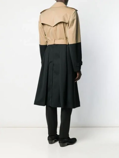 Shop Alexander Mcqueen Colourblock Trench Coat In Brown