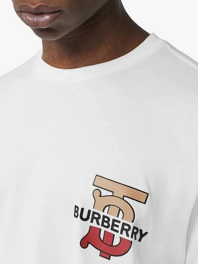 Shop Burberry Tb Monogram T In White