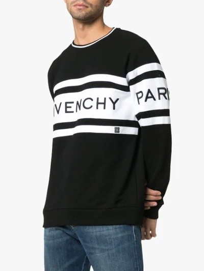 Shop Givenchy Cotton Large Logo Crew Neck Sweater In Black